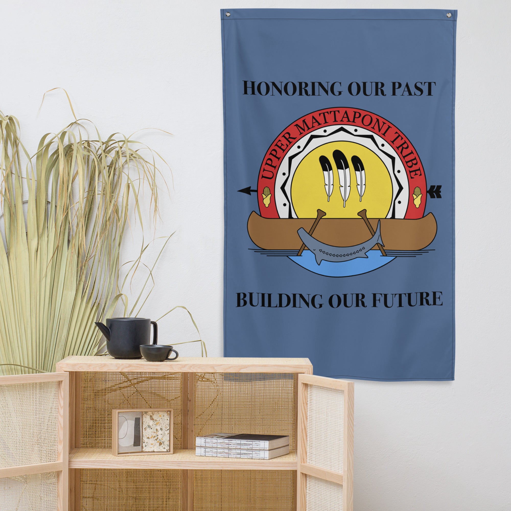 UMT Color Seal Full Size Vertical Flag Upper Mattaponi Tribe